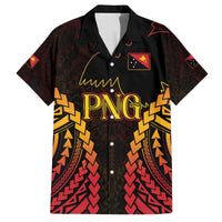 Custom Papua New Guinea Cricket Family Matching Tank Maxi Dress and Hawaiian Shirt Go Barramundis LT9 Dad's Shirt - Short Sleeve Black - Polynesian Pride