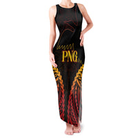 Custom Papua New Guinea Cricket Family Matching Tank Maxi Dress and Hawaiian Shirt Go Barramundis LT9 Mom's Dress Black - Polynesian Pride