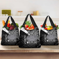 Custom Papua New Guinea Cricket Grocery Bag Tribal Bird of Paradise Tattoo LT9 3-pack One Size Black - Polynesian Pride
