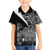 Custom Papua New Guinea Cricket Kid Hawaiian Shirt Tribal Bird of Paradise Tattoo LT9 Kid Black - Polynesian Pride