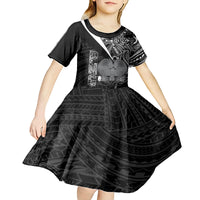 Custom Papua New Guinea Cricket Kid Short Sleeve Dress Tribal Bird of Paradise Tattoo LT9 - Polynesian Pride