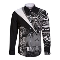 Custom Papua New Guinea Cricket Long Sleeve Button Shirt Tribal Bird of Paradise Tattoo LT9 Unisex Black - Polynesian Pride