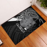 Custom Papua New Guinea Cricket Rubber Doormat Tribal Bird of Paradise Tattoo LT9 Black - Polynesian Pride