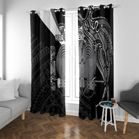 Custom Papua New Guinea Cricket Window Curtain Tribal Bird of Paradise Tattoo LT9 With Grommets Black - Polynesian Pride