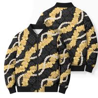 Aloha Melemele Hibiscus Pikake Lei Bomber Puffer Jacket Hawaiian Quilt Pattern LT9 - Polynesian Pride