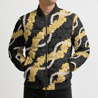 Aloha Melemele Hibiscus Pikake Lei Bomber Puffer Jacket Hawaiian Quilt Pattern LT9 - Polynesian Pride