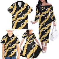Aloha Melemele Hibiscus Pikake Lei Family Matching Off The Shoulder Long Sleeve Dress and Hawaiian Shirt Hawaiian Quilt Pattern LT9 - Polynesian Pride