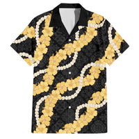 Aloha Melemele Hibiscus Pikake Lei Family Matching Off The Shoulder Long Sleeve Dress and Hawaiian Shirt Hawaiian Quilt Pattern LT9 Dad's Shirt - Short Sleeve Black - Polynesian Pride