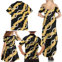 Aloha Melemele Hibiscus Pikake Lei Family Matching Summer Maxi Dress and Hawaiian Shirt Hawaiian Quilt Pattern LT9 - Polynesian Pride