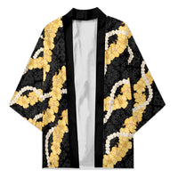 Aloha Melemele Hibiscus Pikake Lei Kimono Hawaiian Quilt Pattern LT9 Unisex Black - Polynesian Pride