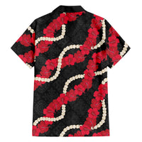 Aloha Ula'ula Hibiscus Pikake Lei Family Matching Off Shoulder Maxi Dress and Hawaiian Shirt Hawaiian Quilt Pattern LT9 - Polynesian Pride