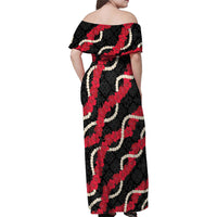 Aloha Ula'ula Hibiscus Pikake Lei Family Matching Off Shoulder Maxi Dress and Hawaiian Shirt Hawaiian Quilt Pattern LT9 - Polynesian Pride