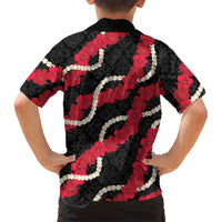 Aloha Ula'ula Hibiscus Pikake Lei Family Matching Puletasi and Hawaiian Shirt Hawaiian Quilt Pattern LT9 - Polynesian Pride