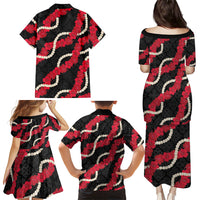 Aloha Ula'ula Hibiscus Pikake Lei Family Matching Puletasi and Hawaiian Shirt Hawaiian Quilt Pattern LT9 - Polynesian Pride