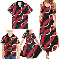 Aloha Ula'ula Hibiscus Pikake Lei Family Matching Summer Maxi Dress and Hawaiian Shirt Hawaiian Quilt Pattern LT9 - Polynesian Pride