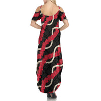 Aloha Ula'ula Hibiscus Pikake Lei Family Matching Summer Maxi Dress and Hawaiian Shirt Hawaiian Quilt Pattern LT9 - Polynesian Pride