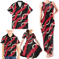 Aloha Ula'ula Hibiscus Pikake Lei Family Matching Tank Maxi Dress and Hawaiian Shirt Hawaiian Quilt Pattern LT9 - Polynesian Pride
