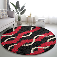 Aloha Ula'ula Hibiscus Pikake Lei Round Carpet Hawaiian Quilt Pattern