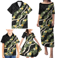 Puakenikeni Anthurium Pikake Lei Family Matching Puletasi and Hawaiian Shirt Hawaiian Quilt Pattern LT9 - Polynesian Pride