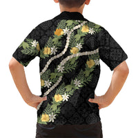 Puakenikeni Anthurium Pikake Lei Family Matching Summer Maxi Dress and Hawaiian Shirt Hawaiian Quilt Pattern LT9 - Polynesian Pride