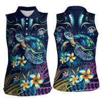 Plumeria Turtles Traditional Tribal Women Sleeveless Polo Shirt LT9 - Polynesian Pride