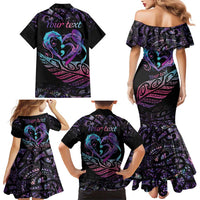 Personalised Your Life Matters Family Matching Mermaid Dress and Hawaiian Shirt Suicide Prevention Awareness Semicolon Heart LT9 - Polynesian Pride
