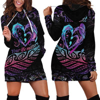 Personalised Your Life Matters Hoodie Dress Suicide Prevention Awareness Semicolon Heart LT9 - Polynesian Pride