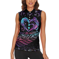 Personalised Your Life Matters Women Sleeveless Polo Shirt Suicide Prevention Awareness Semicolon Heart LT9 - Polynesian Pride