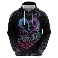 Personalised Your Life Matters Zip Hoodie Suicide Prevention Awareness Semicolon Heart