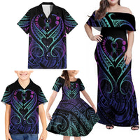 Personalised Your Story Isn't Over Family Matching Off Shoulder Maxi Dress and Hawaiian Shirt Suicide Prevention Awareness Semicolon Heart LT9 - Polynesian Pride
