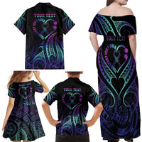Personalised Your Story Isn't Over Family Matching Off Shoulder Maxi Dress and Hawaiian Shirt Suicide Prevention Awareness Semicolon Heart LT9 - Polynesian Pride
