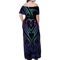 Personalised Your Story Isn't Over Family Matching Off Shoulder Maxi Dress and Hawaiian Shirt Suicide Prevention Awareness Semicolon Heart LT9 - Polynesian Pride