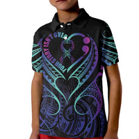 Personalised Your Story Isn't Over Kid Polo Shirt Suicide Prevention Awareness Semicolon Heart