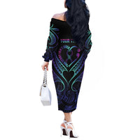 Personalised Your Story Isn't Over Off The Shoulder Long Sleeve Dress Suicide Prevention Awareness Semicolon Heart LT9 - Polynesian Pride