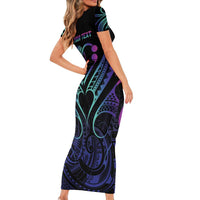 Personalised Your Story Isn't Over Short Sleeve Bodycon Dress Suicide Prevention Awareness Semicolon Heart LT9 - Polynesian Pride