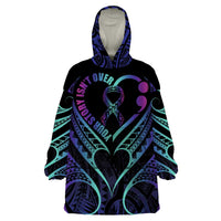 Personalised Your Story Isn't Over Wearable Blanket Hoodie Suicide Prevention Awareness Semicolon Heart LT9 One Size Black - Polynesian Pride