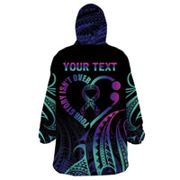 Personalised Your Story Isn't Over Wearable Blanket Hoodie Suicide Prevention Awareness Semicolon Heart LT9 - Polynesian Pride