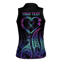 Personalised Your Story Isn't Over Women Sleeveless Polo Shirt Suicide Prevention Awareness Semicolon Heart LT9 - Polynesian Pride