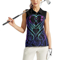 Personalised Your Story Isn't Over Women Sleeveless Polo Shirt Suicide Prevention Awareness Semicolon Heart LT9 - Polynesian Pride