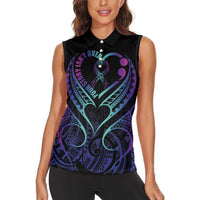Personalised Your Story Isn't Over Women Sleeveless Polo Shirt Suicide Prevention Awareness Semicolon Heart LT9 - Polynesian Pride