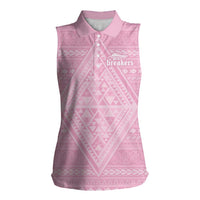 Custom New Zealand Basketball Indigenous Women Sleeveless Polo Shirt LT9 Female Pink - Polynesian Pride