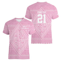 Custom New Zealand Basketball Indigenous Women V-Neck T-Shirt LT9 - Polynesian Pride