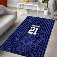 Custom Basketball New Zealand Area Rug Blue Maori Ta Moko Indigenous - Polynesian Pride