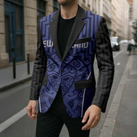 Custom Basketball New Zealand Blazer Blue Maori Ta Moko Indigenous - Polynesian Pride