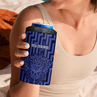 Custom Basketball New Zealand 4 in 1 Can Cooler Tumbler Blue Maori Ta Moko Indigenous LT9 - Polynesian Pride