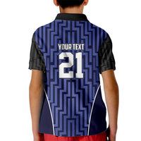Custom Basketball New Zealand Kid Polo Shirt Blue Maori Ta Moko Indigenous LT9 - Polynesian Pride