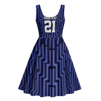 Custom Basketball New Zealand Midi Dress Blue Maori Ta Moko Indigenous LT9 - Polynesian Pride