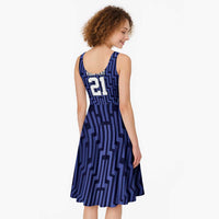 Custom Basketball New Zealand Midi Dress Blue Maori Ta Moko Indigenous LT9 - Polynesian Pride