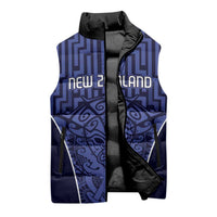 Custom Basketball New Zealand Sleeveless Puffer Jacket Blue Maori Ta Moko Indigenous - Polynesian Pride