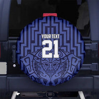 Custom Basketball New Zealand Spare Tire Cover Blue Maori Ta Moko Indigenous LT9 No hole Blue - Polynesian Pride